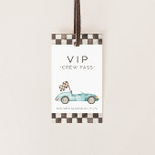 Blauwe race auto grappig cadeaulabel