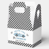 Blauwe race auto jongen racen verjaardag bedankt bedankdoosjes (Geopend)