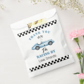 Blauwe race auto jongen racen verjaardag bedankt bedankzakje (Gezegeld)