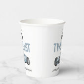 Blauwe Race Auto Twee Snelle 2e verjaardagsfeest Papieren Bekers (Rechts)