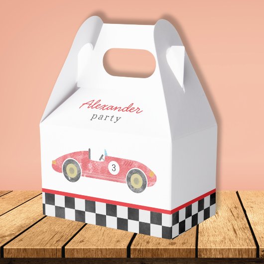 Blauwe race auto verjaardag bedankdoosjes
