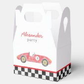 Blauwe race auto verjaardag bedankdoosjes (Geopend)