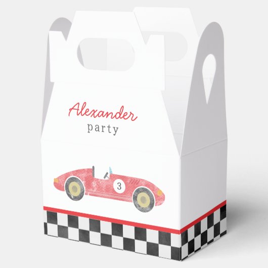 Blauwe race auto verjaardag bedankdoosjes (Geopend)