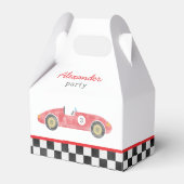 Blauwe race auto verjaardag bedankdoosjes (Voorkant Zijde)