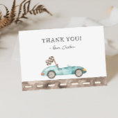 Blauwe Race Auto Verjaardag Bedankkaart