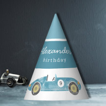 Blauwe race auto verjaardag