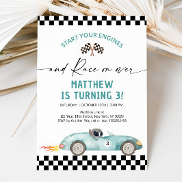Blauwe Race Auto Verjaardag Kaart