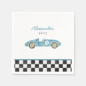 Blauwe race auto verjaardag servet (Voorkant)