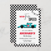 Blauwe Race Auto Verjaardag | Vereist vijf snelhed Kaart (Voorkant / Achterkant)