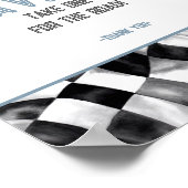 Blauwe Race Auto Verjaardagsfeestje Favorieten Sig Poster (Hoek)