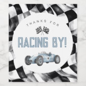 Blauwe Race Auto Verjaardagsfeestje Wijnlabel Wijn Etiket (Enkel label)
