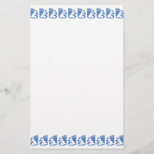 Blauwe race zeilboten kantoorartikelen briefpapier