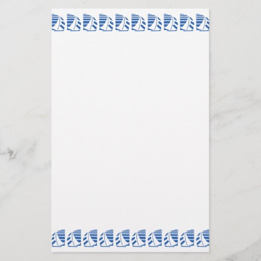 Blauwe race zeilboten kantoorartikelen briefpapier (Voorkant)