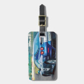 Blauwe Raceauto Bagagelabel (Voorkant verticaal)