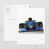 Blauwe raceauto briefkaart (Voorkant / Achterkant)