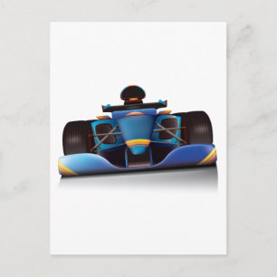 Blauwe raceauto briefkaart