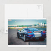 Blauwe Raceauto Briefkaart (Voorkant / Achterkant)