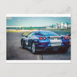 Blauwe Raceauto Briefkaart