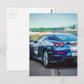 Blauwe Raceauto Briefkaart (Voorkant / Achterkant)