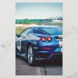 Blauwe Raceauto Briefpapier