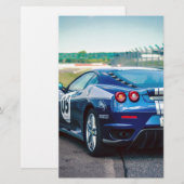 Blauwe Raceauto Briefpapier (Voorkant / Achterkant)