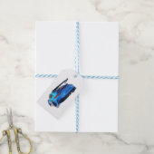 Blauwe raceauto cadeaulabel (Met Touw)