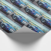 Blauwe Raceauto Cadeaupapier (Hoek)
