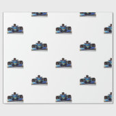 Blauwe Raceauto Cadeaupapier (Vlak)