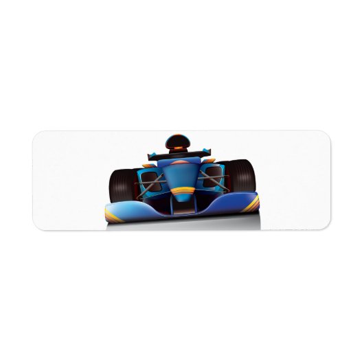 Blauwe Raceauto Etiket (Voorkant)