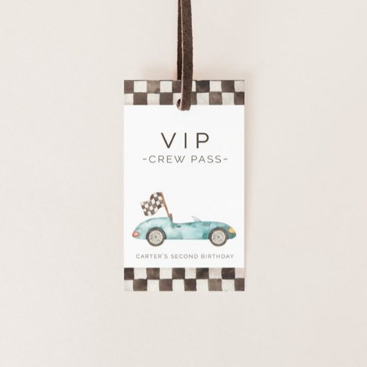 Blauwe raceauto grappig  cadeaulabel