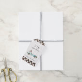 Blauwe raceauto grappig  cadeaulabel (Met Touw)