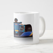 Blauwe raceauto grote koffiekop (Voorkant rechts)