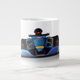 Blauwe raceauto grote koffiekop
