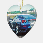 Blauwe Raceauto Keramisch Ornament (Links)