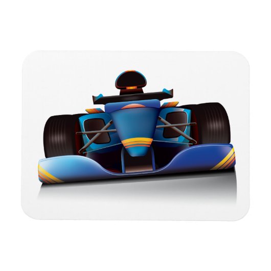 Blauwe raceauto magneet (Horizontaal)