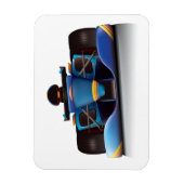 Blauwe raceauto magneet (Verticaal)