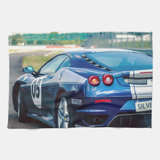 Blauwe Raceauto Theedoek (Horizontaal)