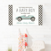 blauwe raceautobabyborrel spandoek (Insitu)