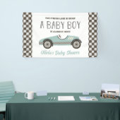 blauwe raceautobabyborrel spandoek (Beurs)