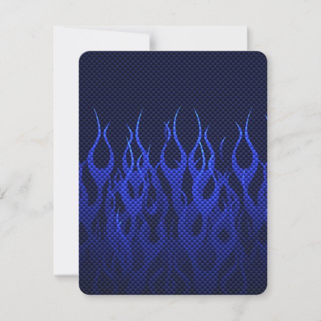 Blauwe Raceflames op Carbon Fiber Print (Voorkant)