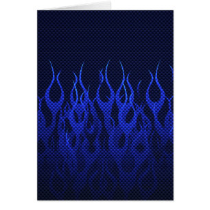 Blauwe Raceflames op Carbon Fiber Print