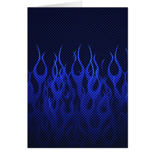 Blauwe Raceflames op Carbon Fiber Print (Voorkant)