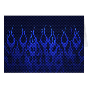 Blauwe Raceflames op Carbon Fiber Print