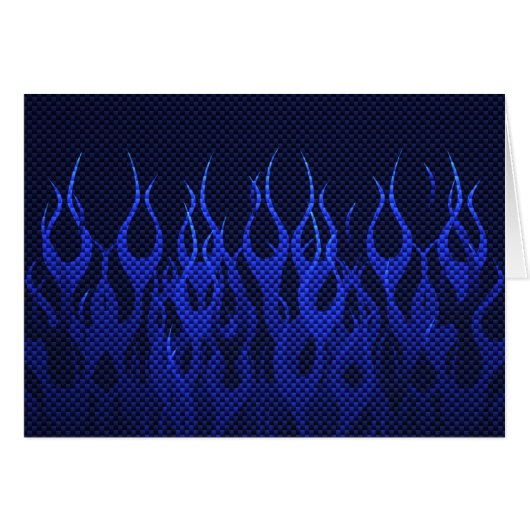 Blauwe Raceflames op Carbon Fiber Print (Voorkant Horizontaal)