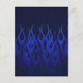 Blauwe Raceflames op Carbon Fiber Print Briefkaart (Voorkant)