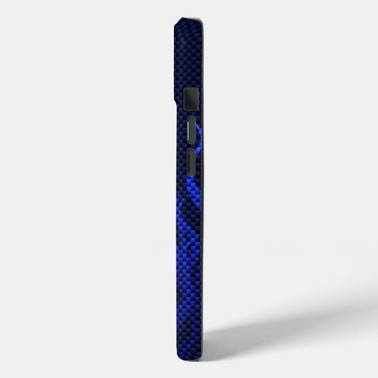 Blauwe Raceflames op Carbon Fiber Print Case-Mate iPhone Case (Achterkant / Links)
