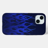 Blauwe Raceflames op Carbon Fiber Print Case-Mate iPhone Case (Achterkant (horizontaal))