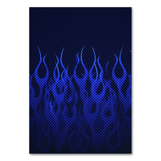 Blauwe Raceflames op Carbon Fiber Print Kaart (Voorkant)