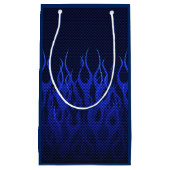 Blauwe Raceflames op Carbon Fiber Print Klein Cadeauzakje (Voorkant)