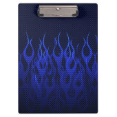 Blauwe Raceflames op Carbon Fiber Print Klembord (Voorkant)